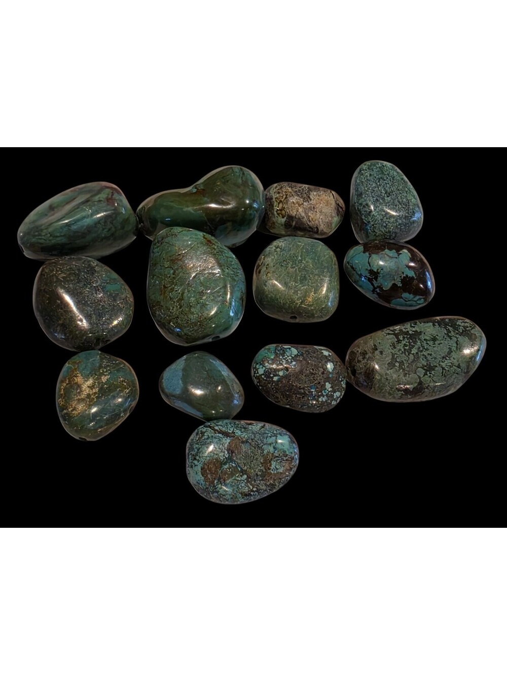Vintage Southwest Large Turquoise Chrysocolla Matrix Nugget Focal Beads 186g